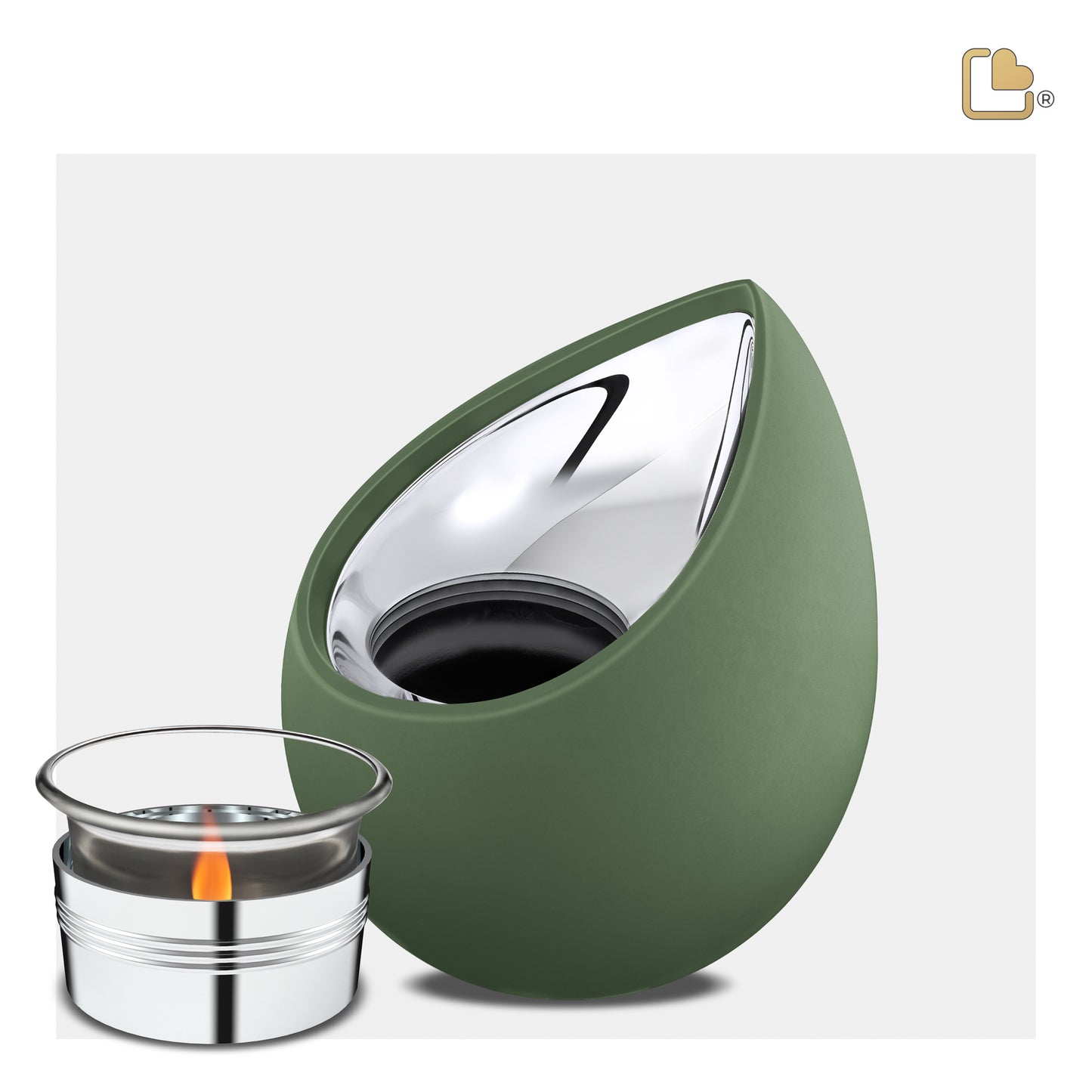 Drop™ Sage Green & Polished Silver (Tealight Urn) - T585*