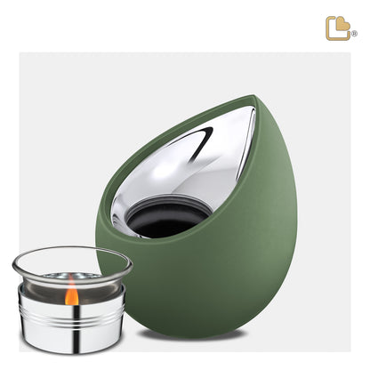 Drop™ Sage Green & Polished Silver (Tealight Urn) - T585*