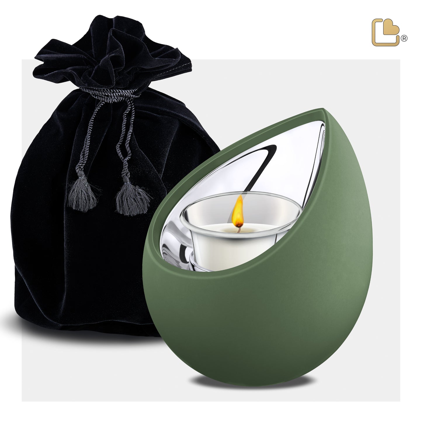Drop™ Sage Green & Polished Silver (Tealight Urn) - T585*