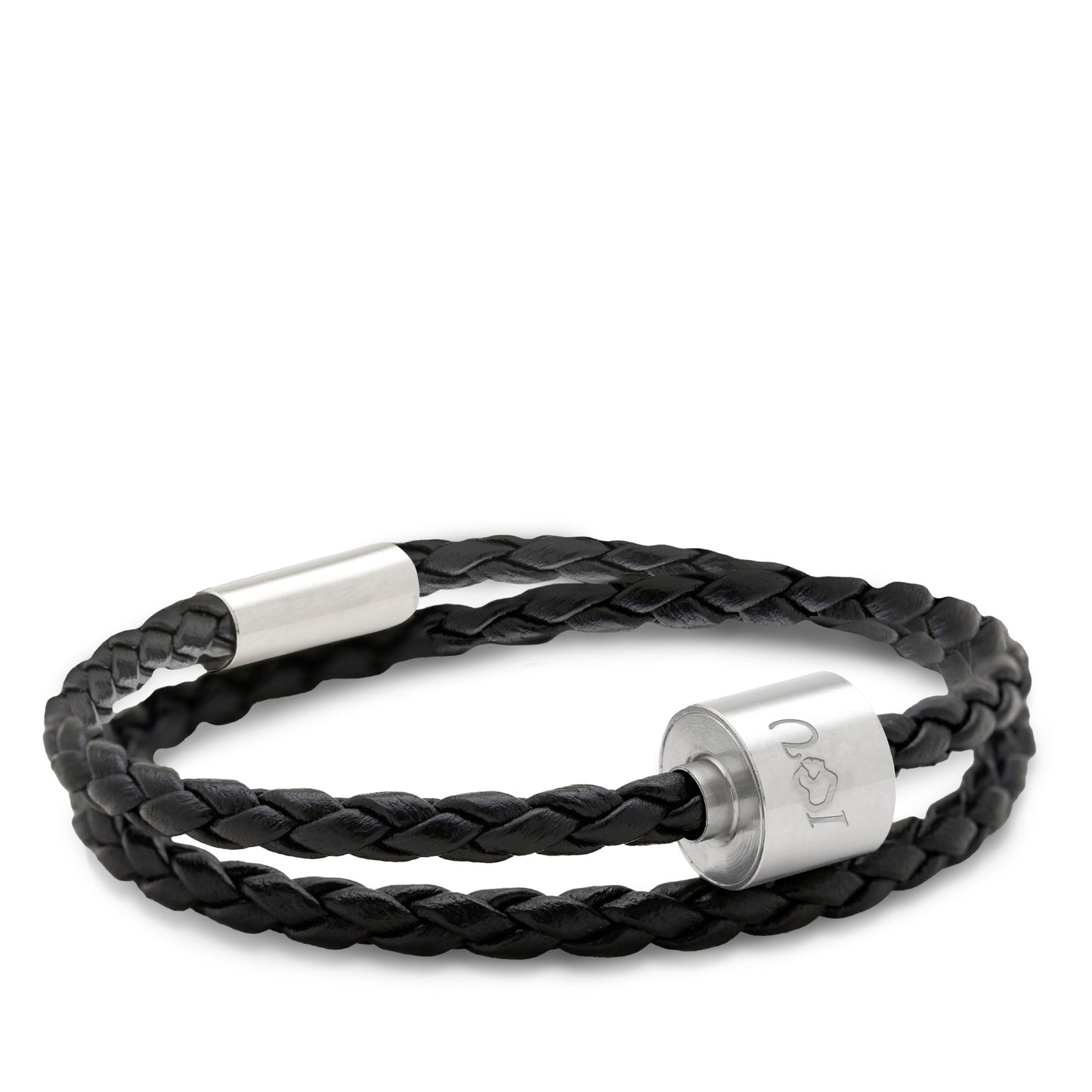 Memento Bracelet: Braided Leather Brushed Ashes Bead Black (L) - TB-BB1-L*