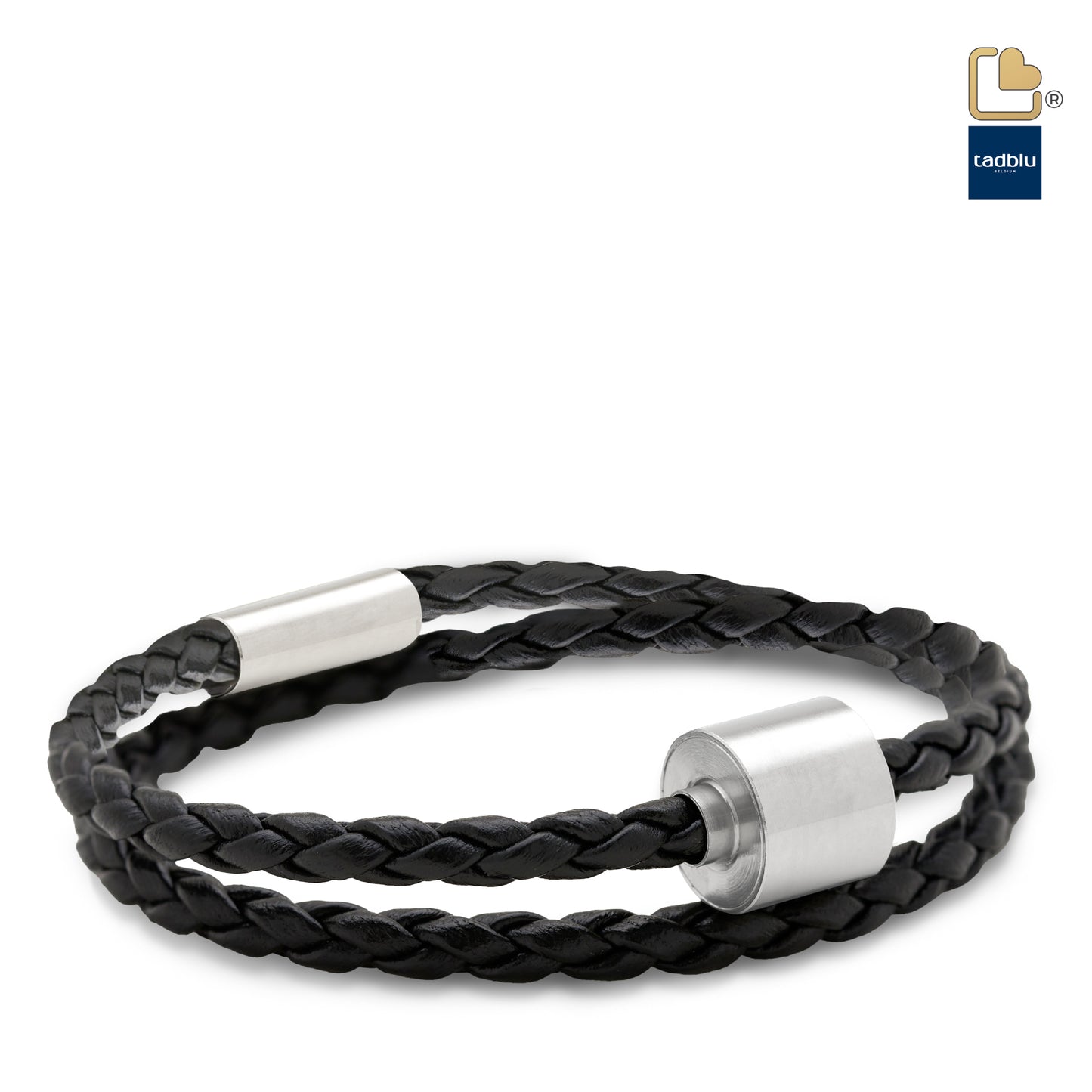 Memento Bracelet: Braided Leather Brushed Ashes Bead Black (S) - TB-BB1-S*