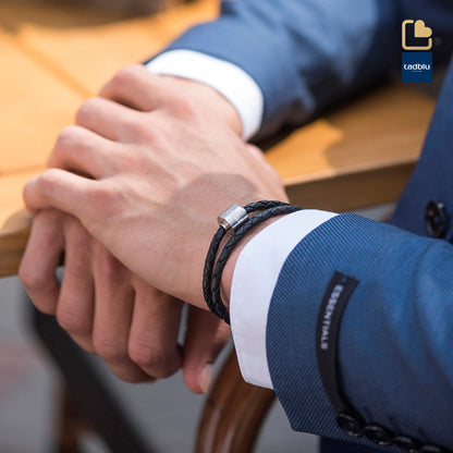 Memento Bracelet: Braided Leather Brushed Ashes Bead Black (S) - TB-BB1-S*