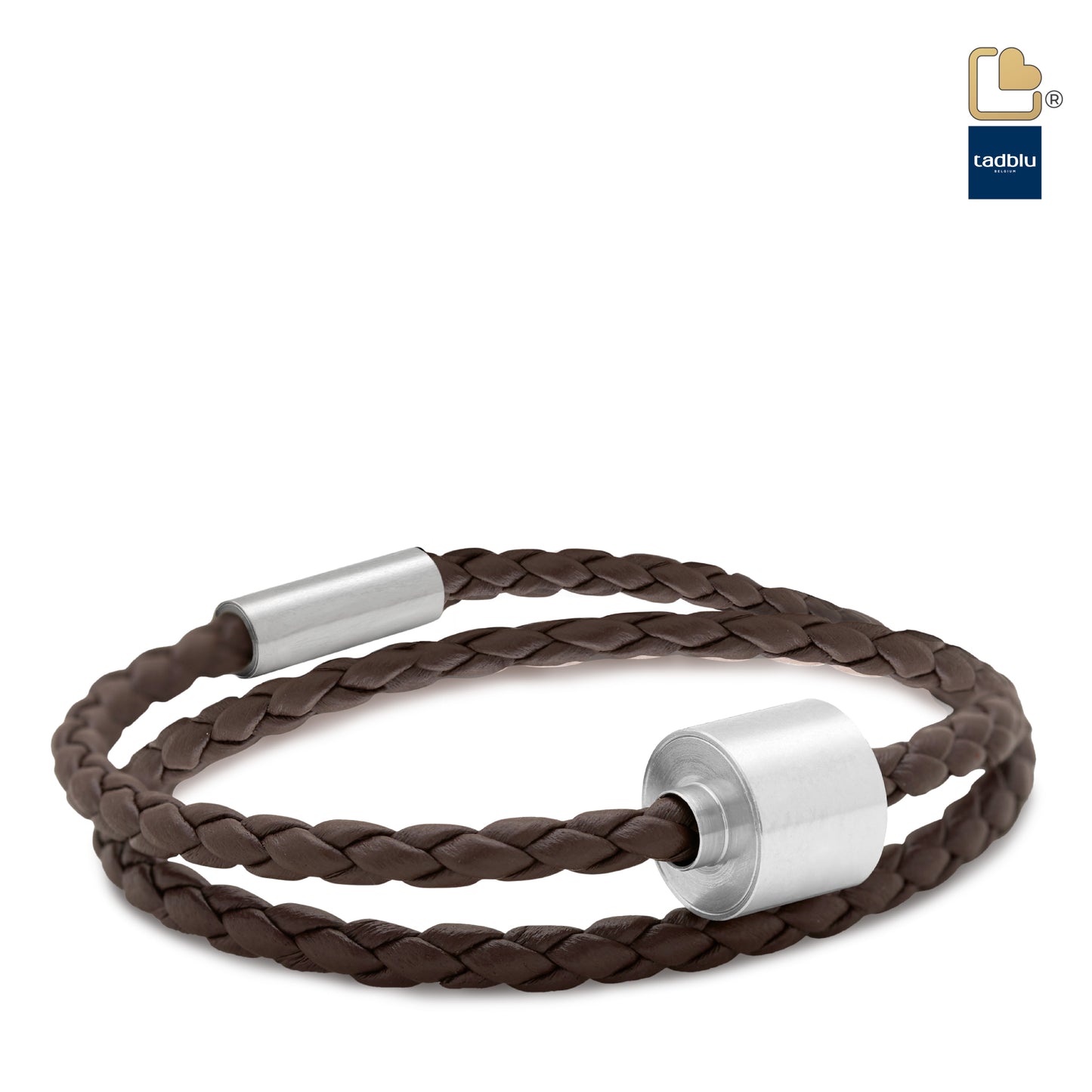 Memento Bracelet: Braided Leather Brushed Ashes Bead Brown (M) - TB-BB2-M*