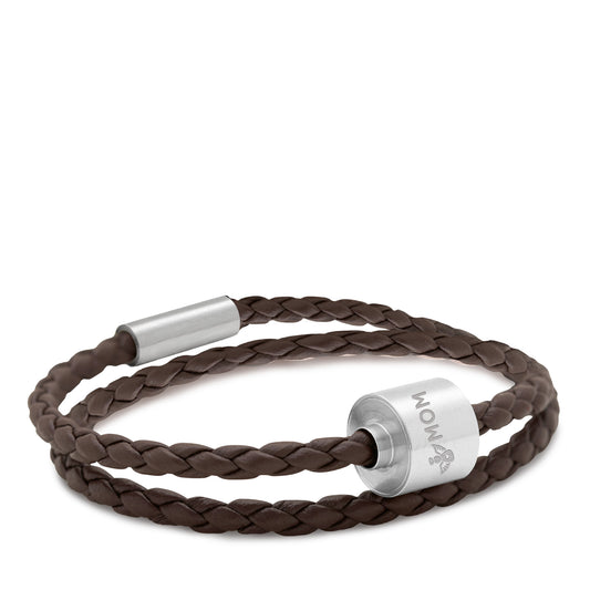 Memento Bracelet: Braided Leather Brushed Ashes Bead Brown (S) - TB-BB2-S*