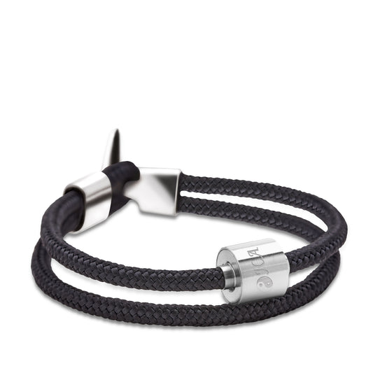 Memento Bracelet: Cord Brushed Ashes Bead Black (XL) - TB-BC1-XL*