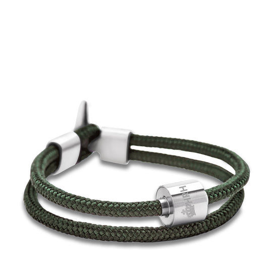 Memento Bracelet: Cord Brushed Ashes Bead Nato Green (M) - TB-BC10-M*