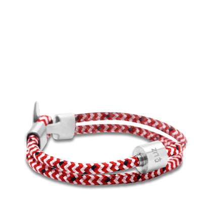 Memento Bracelet: Cord Brushed Ashes Bead Red-White (L) - TB-BC8-L*