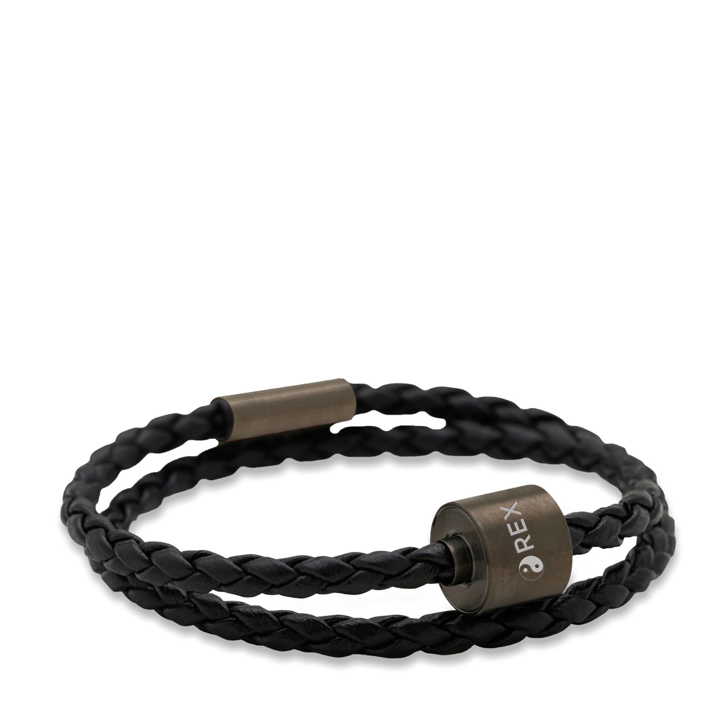 Memento Bracelet: Braided Leather Black Ashes Bead Black (L) - TB-BE-BB1-L*