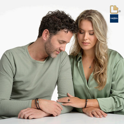 Memento Bracelet: Braided Leather Black Ashes Bead Black (L) - TB-BE-BB1-L*