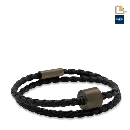 Memento Bracelet: Braided Leather Black Ashes Bead Black (M) - TB-BE-BB1-M*