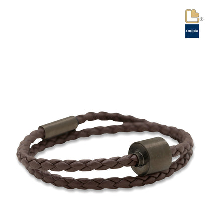 Memento Bracelet: Braided Leather Black Ashes Bead Brown (XL) - TB-BE-BB2-XL*