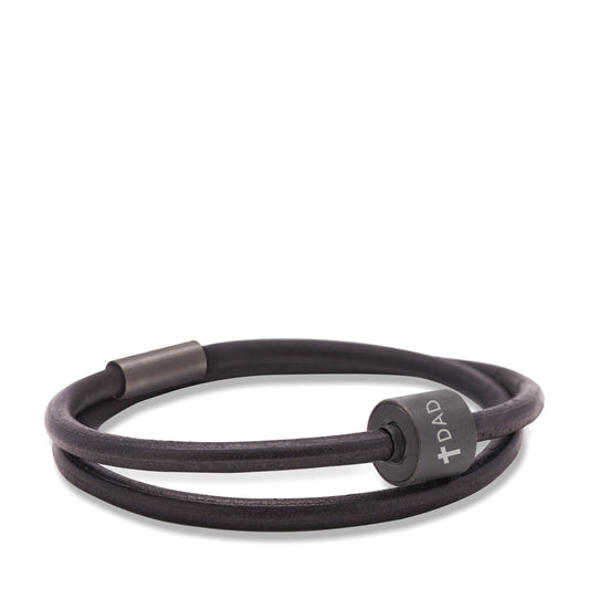 Memento Bracelet: Smooth Leather Black Ashes Bead Black (L) - TB-BE-BL1-L*