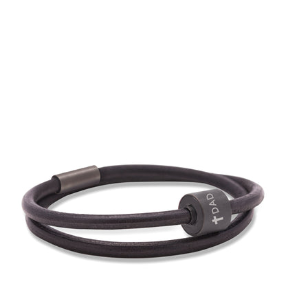 Memento Bracelet: Smooth Leather Black Ashes Bead Black (M) - TB-BE-BL1-M*