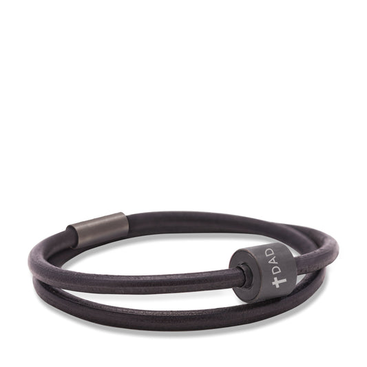 Memento Bracelet: Smooth Leather Black Ashes Bead Black (M) - TB-BE-BL1-M*
