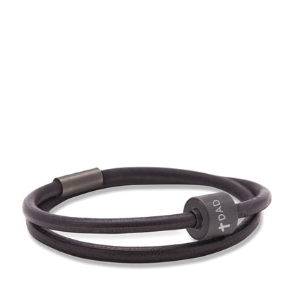 Memento Bracelet: Smooth Leather Black Ashes Bead Black (XL) - TB-BE-BL1-XL*