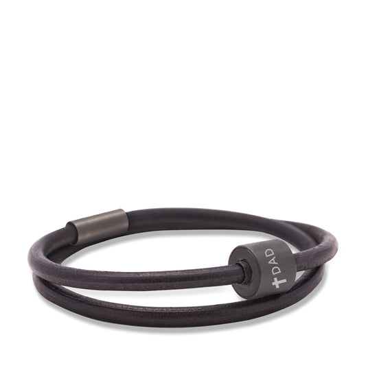 Memento Bracelet: Smooth Leather Black Ashes Bead Black (XL) - TB-BE-BL1-XL*