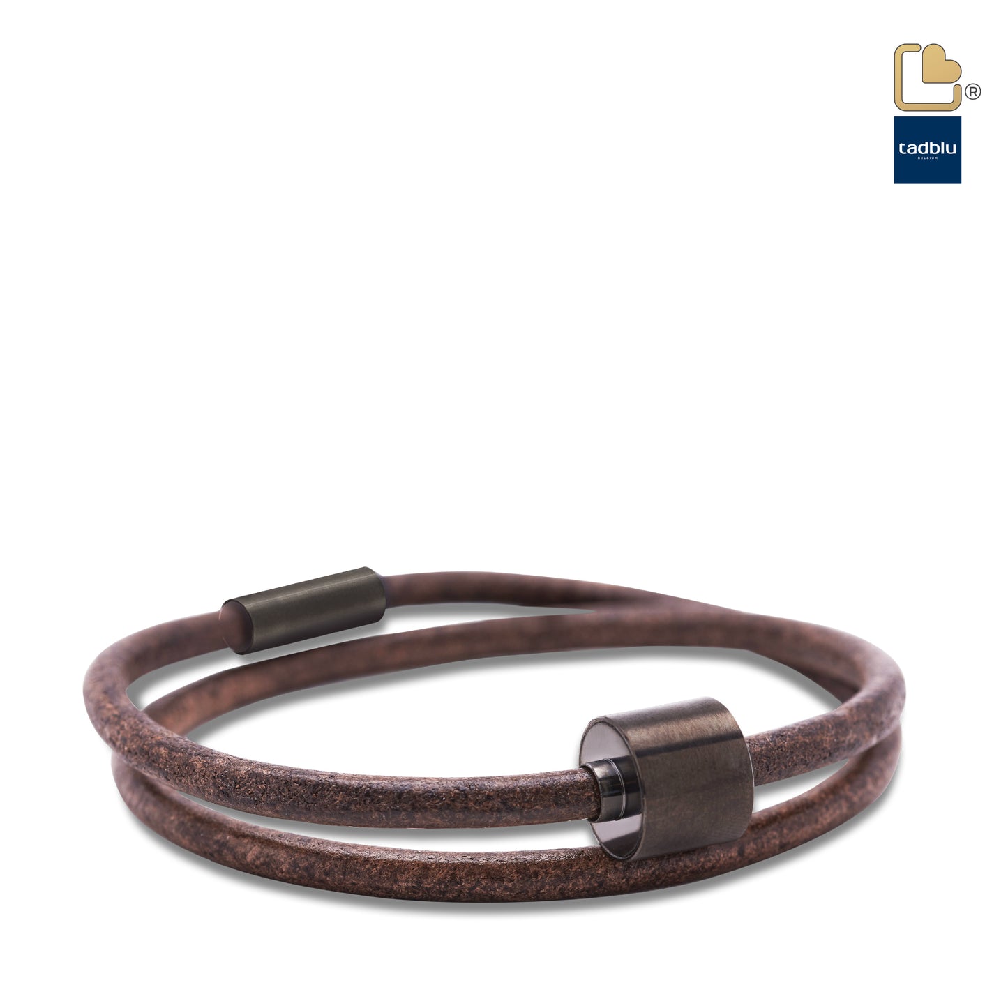 Memento Bracelet: Smooth Leather Black Ashes Bead Brown (L) - TB-BE-BL2-L*