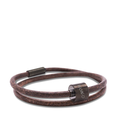 Memento Bracelet: Smooth Leather Black Ashes Bead Brown (XL) - TB-BE-BL2-XL*