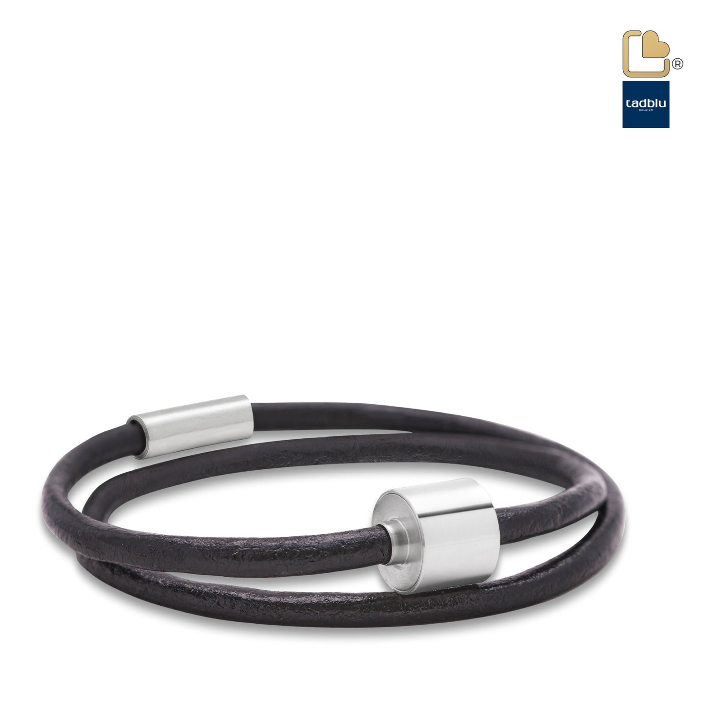 Memento Bracelet: Smooth Leather Brushed Ashes Bead Black (L) - TB-BL1-L*