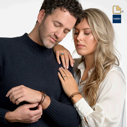 Memento Bracelet: Smooth Leather Brushed Ashes Bead Black (M) - TB-BL1-M*