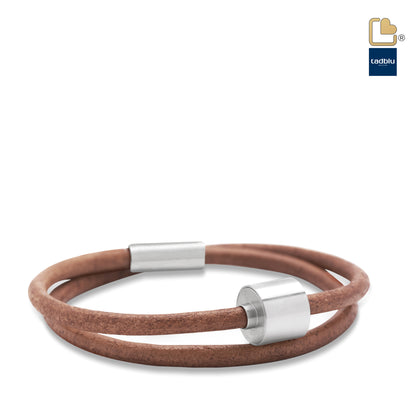 Memento Bracelet: Smooth Leather Brushed Ashes Bead Cognac (L) - TB-BL3-L*