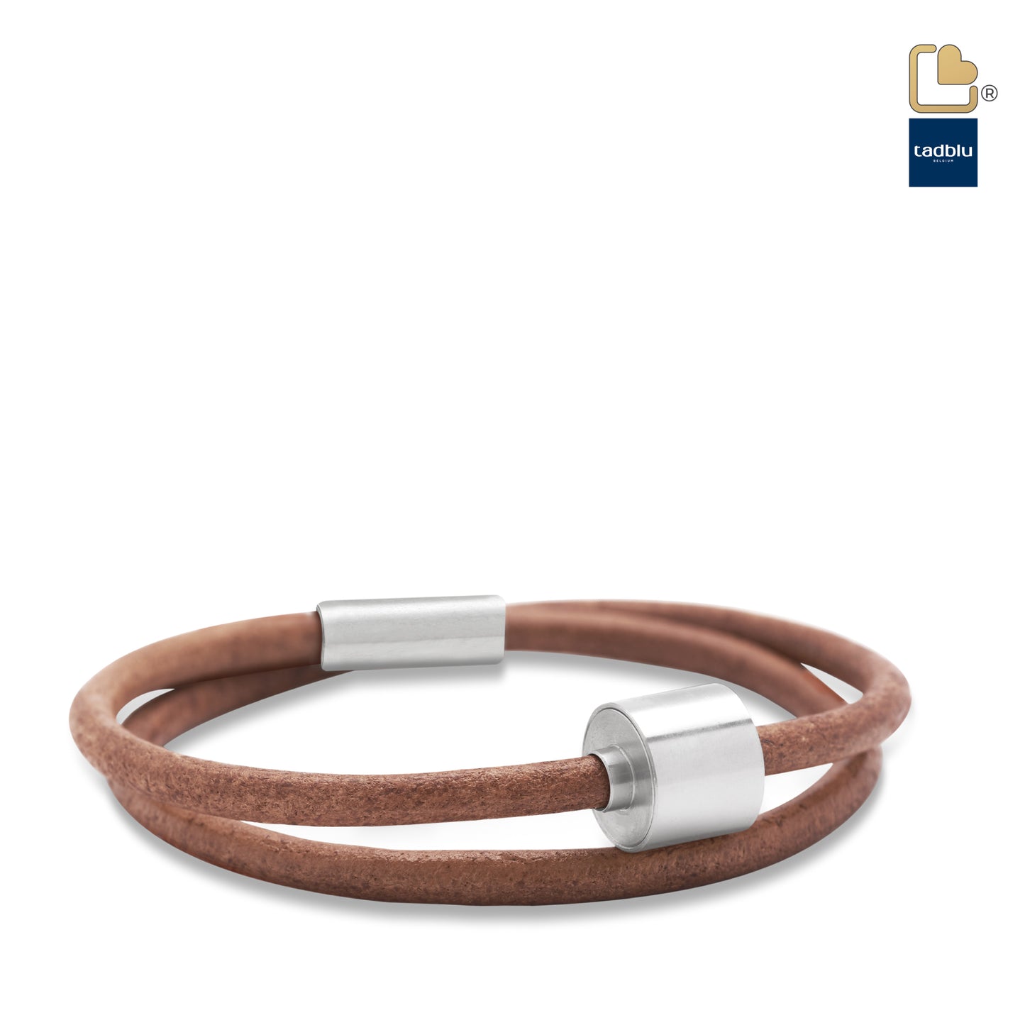 Memento Bracelet: Smooth Leather Brushed Ashes Bead Cognac (S) - TB-BL3-S*
