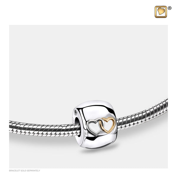 Bead: Entwined Hearts - Rhodium Plated Gold Vermeil Two Tone - BD2014