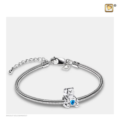 Bead: CuddleBear - Rhodium Plated w/Blue Crystal - BD2081