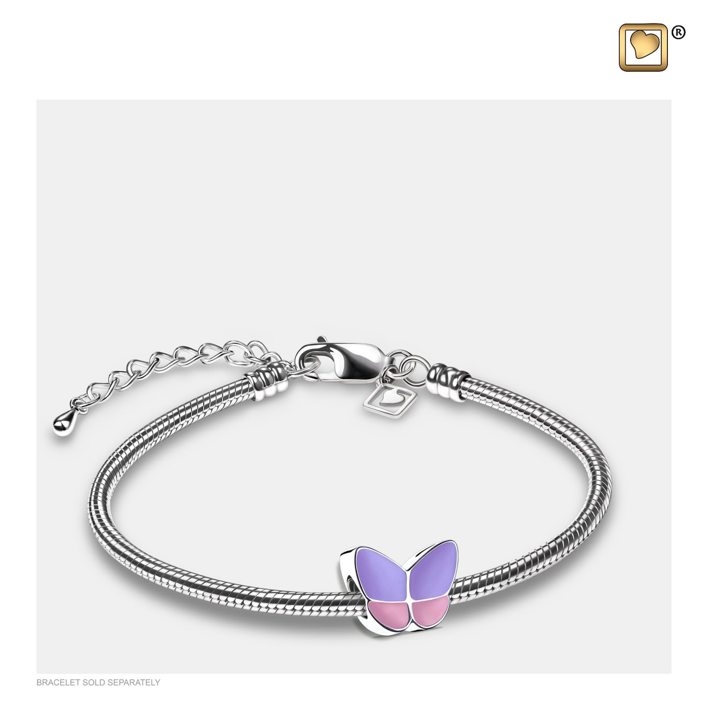 Bead: Wings Of Hope Lavender - Enamel Rhodium Plated - BD2090