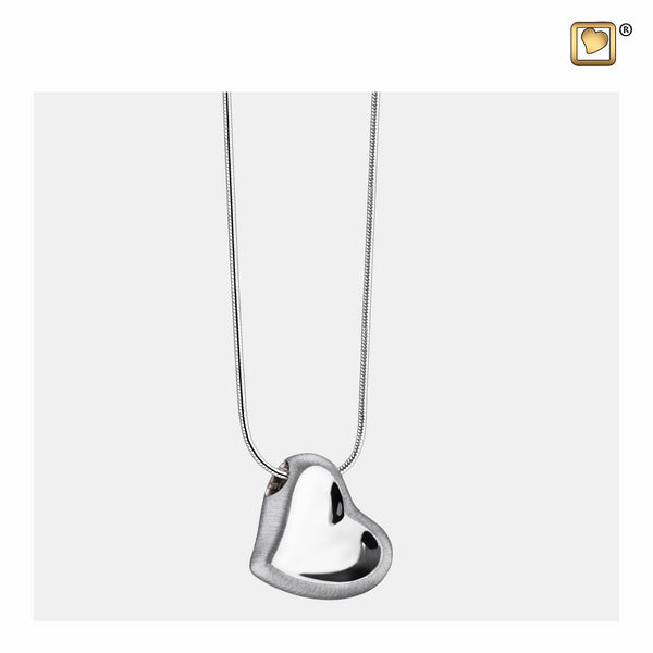 Pendant: Leaning Heart - Rhodium Plated Two Tone - PD1000