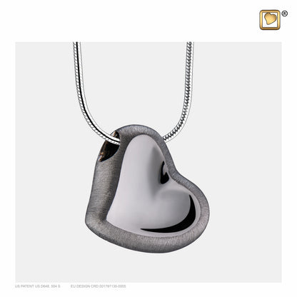 Pendant: Leaning Heart - Ruthenium Plated Two Tone - PD1002