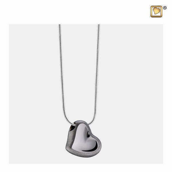 Pendant: Leaning Heart - Ruthenium Plated Two Tone - PD1002