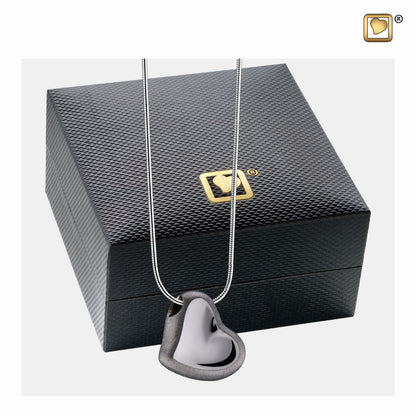 Pendant: Leaning Heart - Ruthenium Plated Two Tone - PD1002