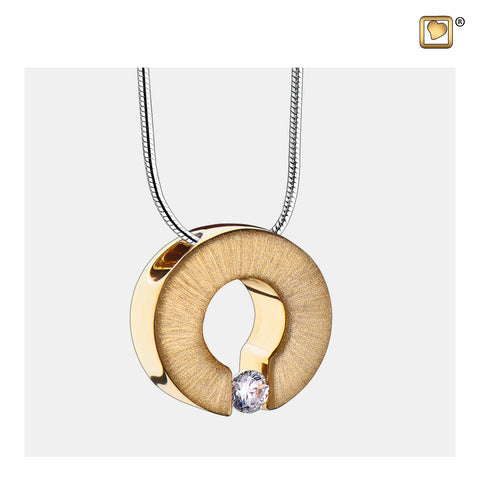 Pendant: Omega - Gold Vermeil Two Tone w/Clear Crystal - PD1041