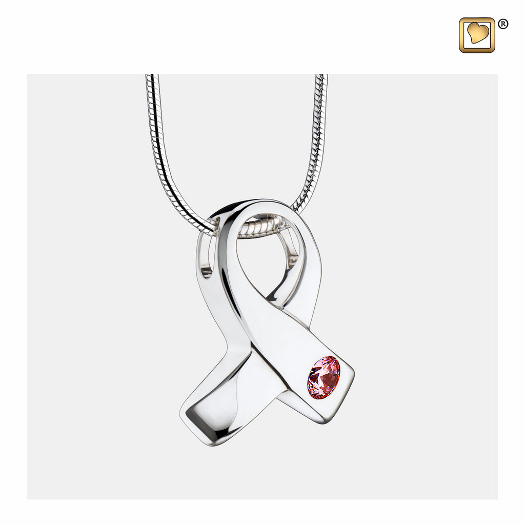 Pendant: Awareness - Rhodium Plated w/Pink Crystal - PD1100