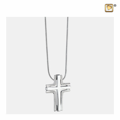 Pendant: Cross Elegant - Rhodium Plated Two Tone - PD1130