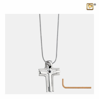 Pendant: Cross Elegant - Rhodium Plated Two Tone - PD1130