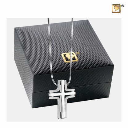 Pendant: Cross Elegant - Rhodium Plated Two Tone - PD1130