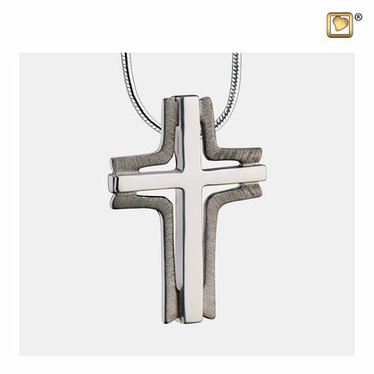 Pendant: Cross Elegant - Ruthenium Plated Two Tone - PD1131