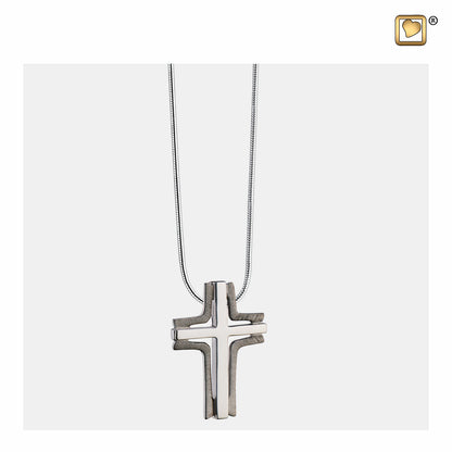 Pendant: Cross Elegant - Ruthenium Plated Two Tone - PD1131