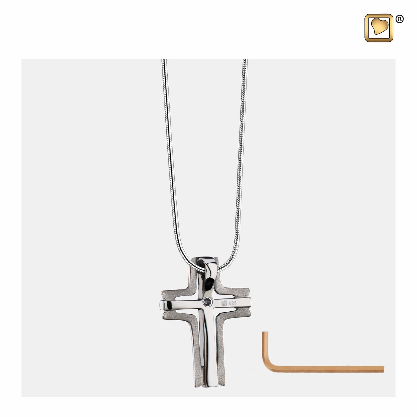 Pendant: Cross Elegant - Ruthenium Plated Two Tone - PD1131