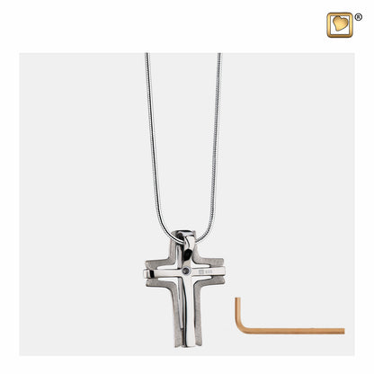 Pendant: Cross Elegant - Ruthenium Plated Two Tone - PD1131