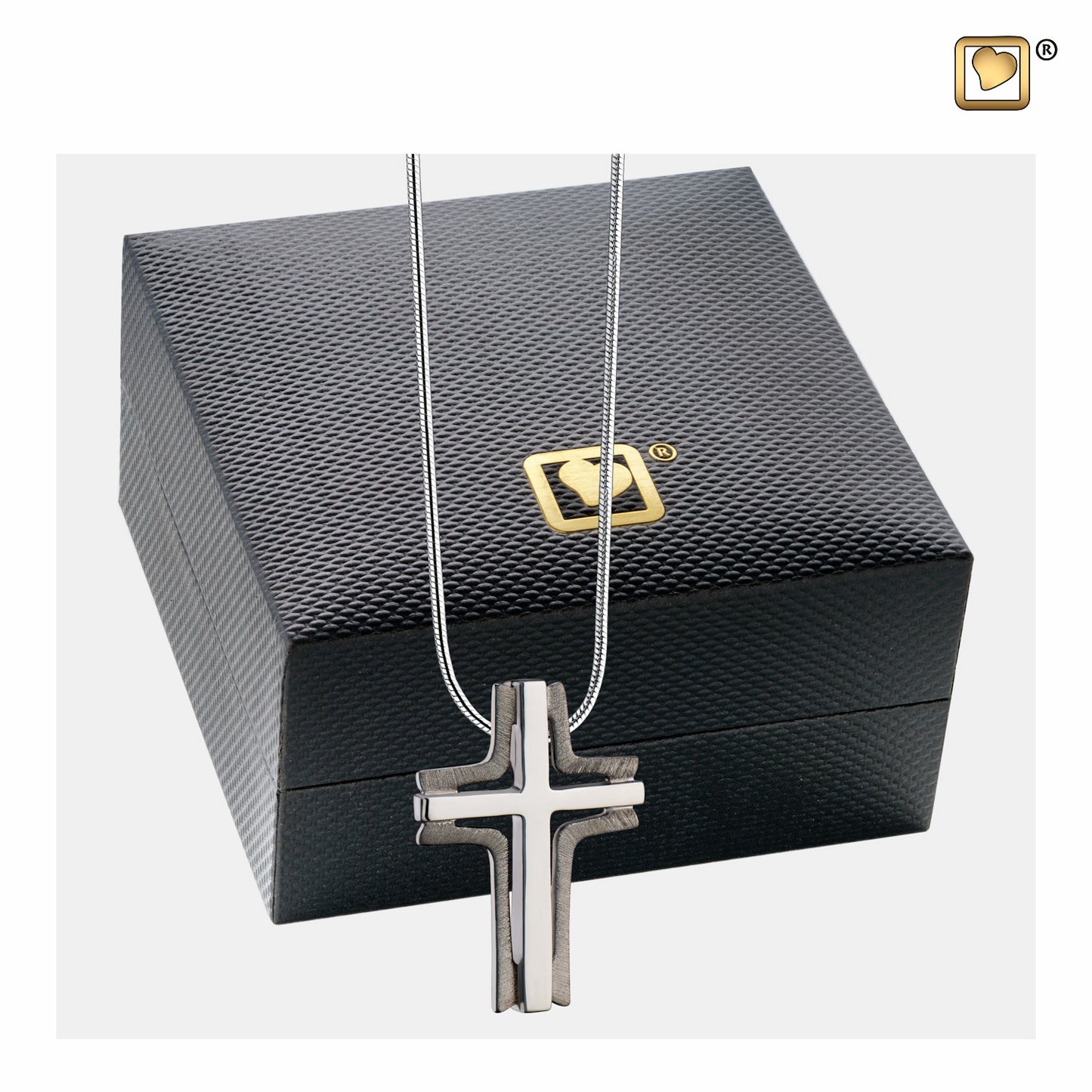 Pendant: Cross Elegant - Ruthenium Plated Two Tone - PD1131