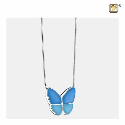 Pendant: Wings Of Hope Blue - Enamel Rhodium Plated - PD1201