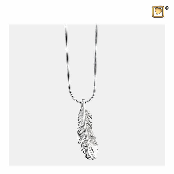 Pendant: Feather - Rhodium Plated - PD1220