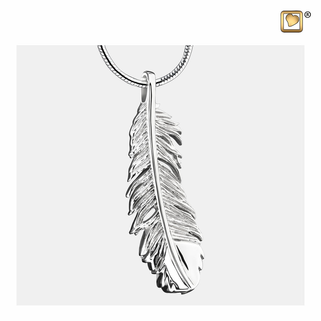 Pendant: Feather - Rhodium Plated - PD1220