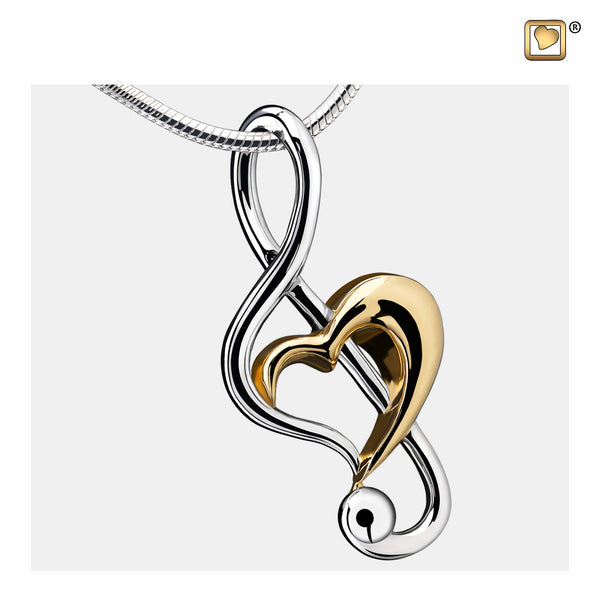 Pendant: Treble Clef Heart - Rhodium Plated Gold Vermeil Two Tone - PD1250