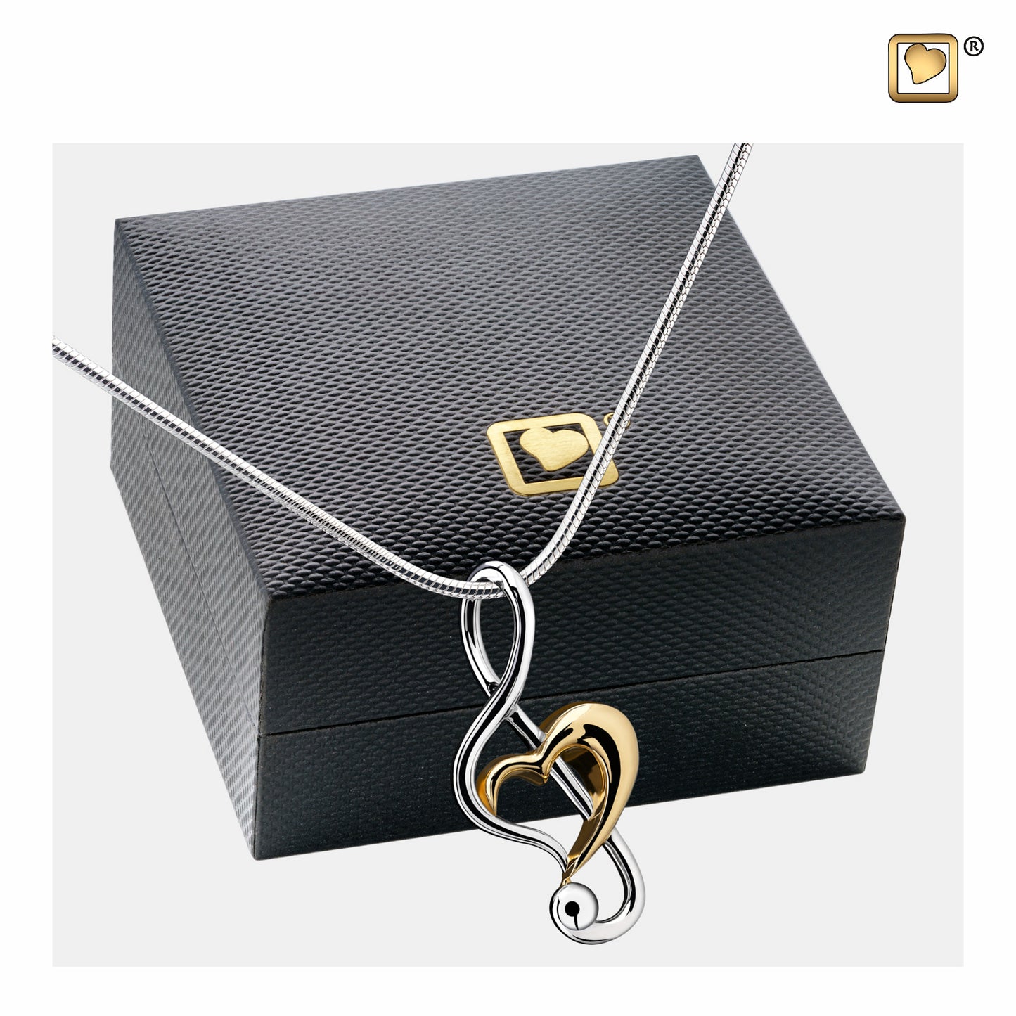 Pendant: Treble Clef Heart - Rhodium Plated Gold Vermeil Two Tone - PD1250