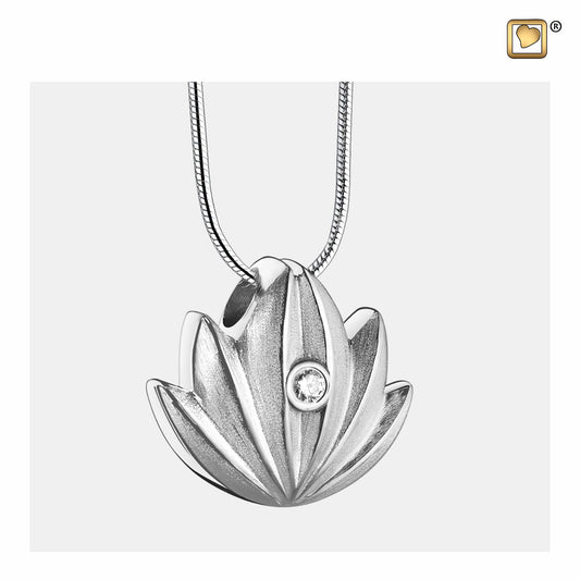 Pendant: Lotus - Rhodium Plated Two Tone w/Clear Crystal - PD1300*