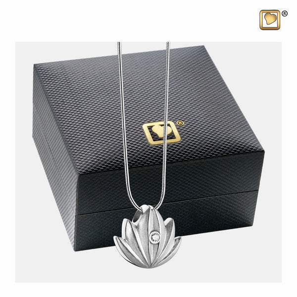 Pendant: Lotus - Rhodium Plated Two Tone w/Clear Crystal - PD1300